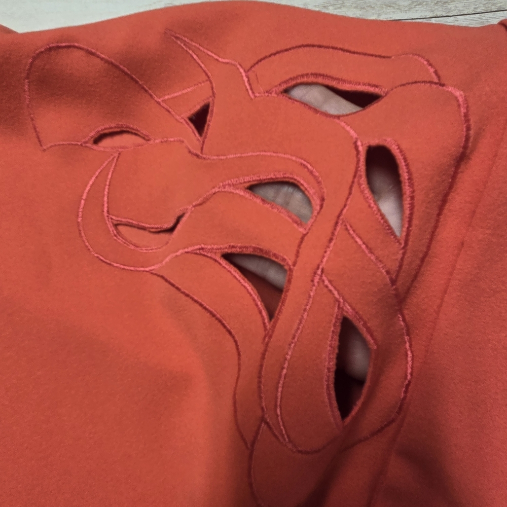 Natori Dress XL Knit Crepe Embroidered Sleeves Pockets NWT Original $170 FLAWED - Picture 6 of 12
